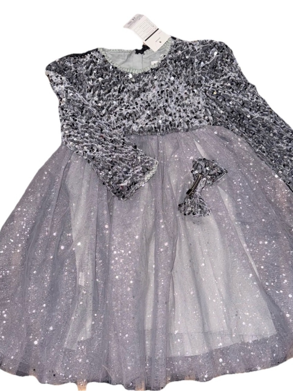 Silver Sparkle Tulle Party Dress for Kids